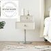 Luxury White Leather Mirrored Two Drawer Modern Bedside Table