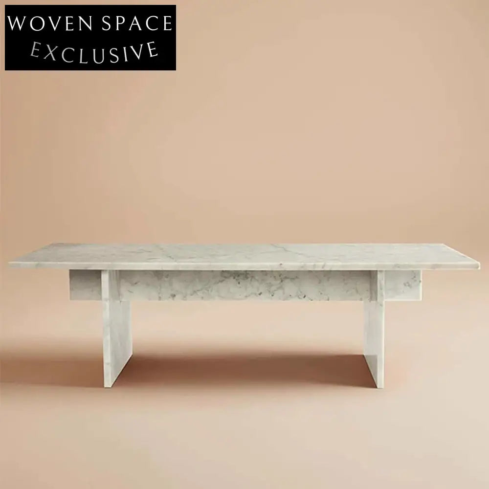 Luxury White Marble Travertine Stone Square Center Living Room Coffee Table