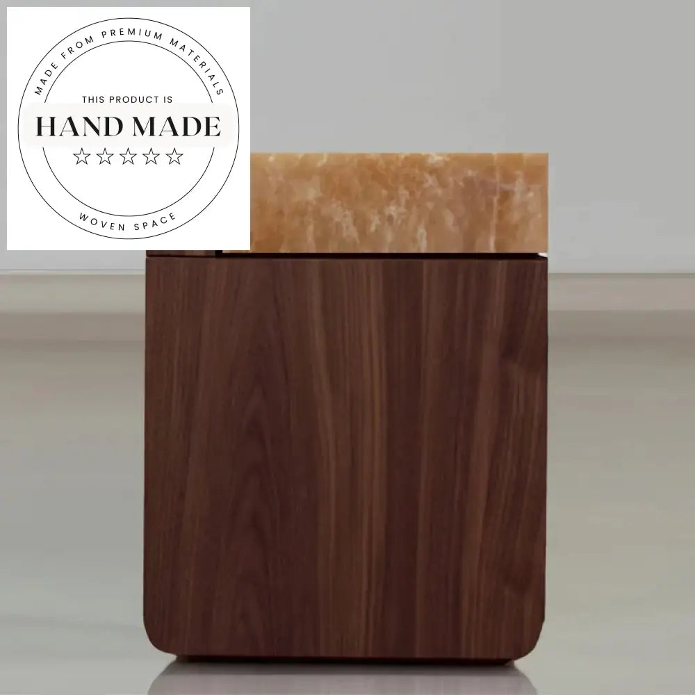 Luxury White Onyx Natural Stone Marble Top Bedside Table