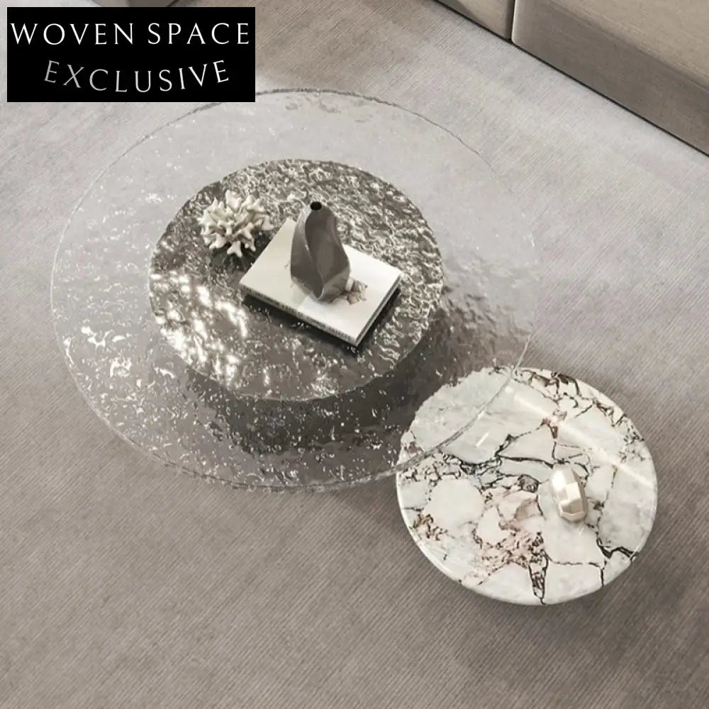 Luxury White Round Stainless Steel Frame Coffee Table for Modern Homes