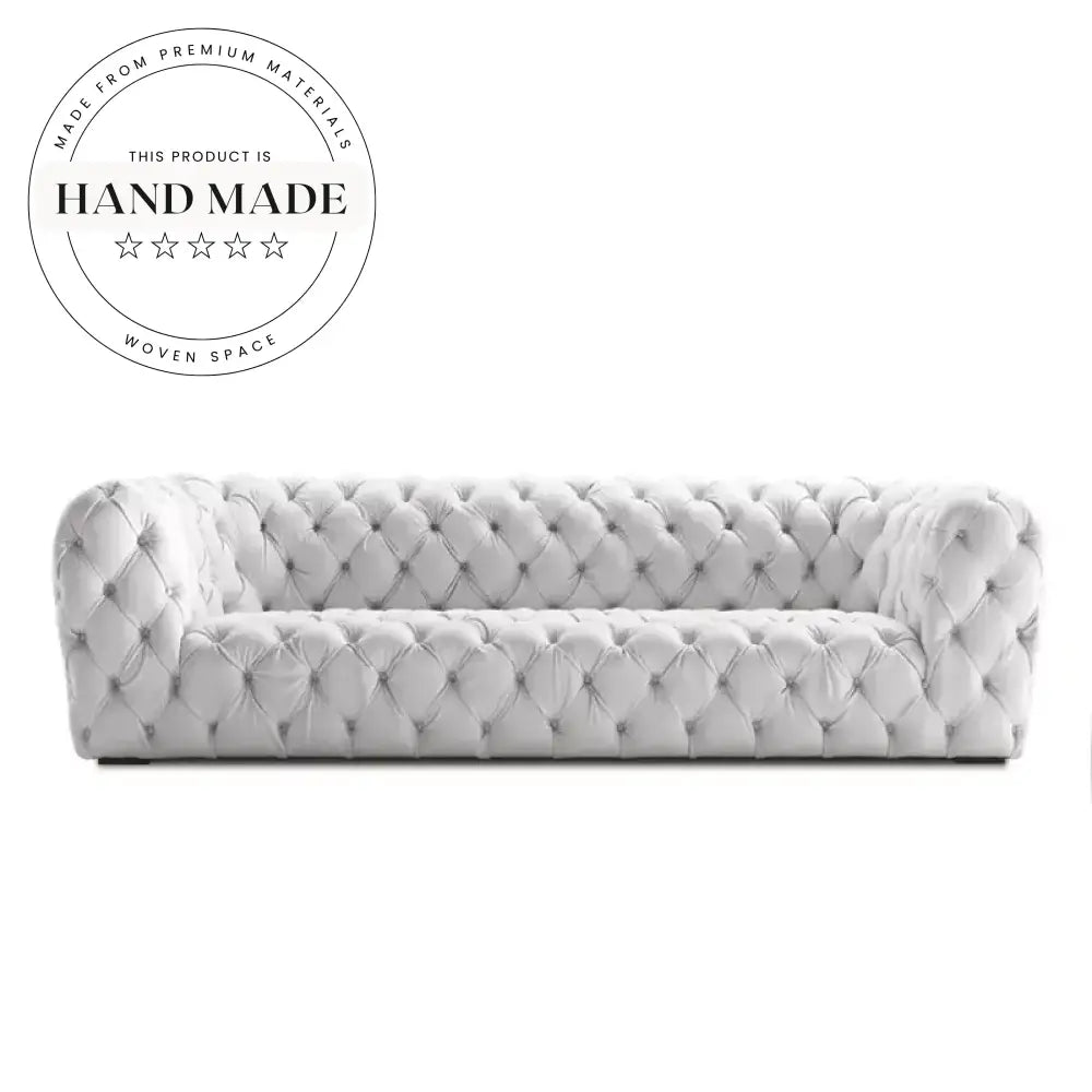 Luxury White Velvet Tufted Italian Chesterfield Upholstered Indoor Sofa