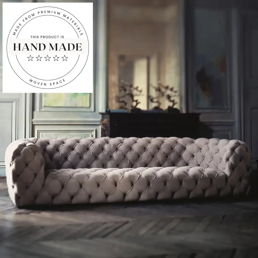 Luxury White Velvet Tufted Italian Chesterfield Upholstered Indoor Sofa