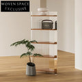Luxury Wood Glass Triangular Corner Storage Shelf for Living Room and Bathroom