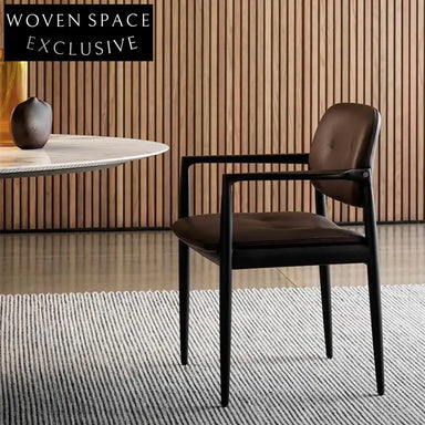 Luxury Wooden Leather Dining Armchair: Modern Restaurant Cafe Hotel Home Seating