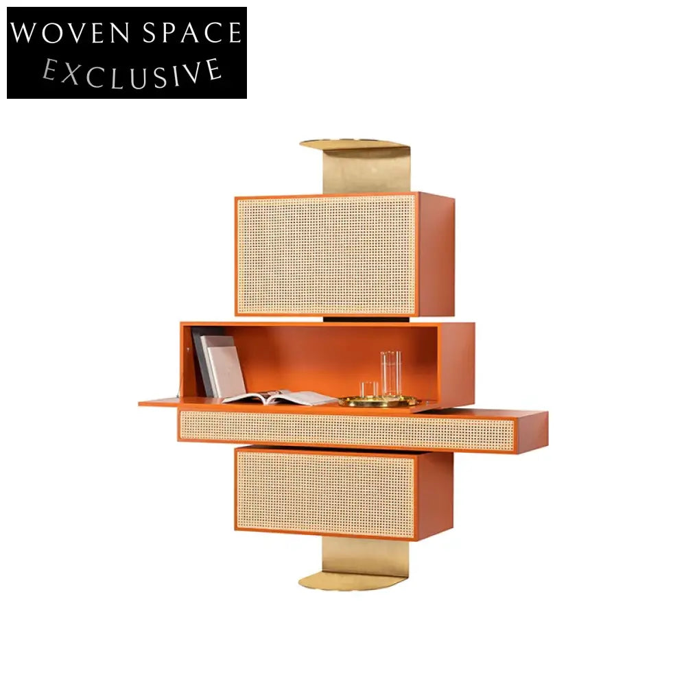 Luxury Wooden Sideboard Cabinet with 4 Drawers and Rattan Accents