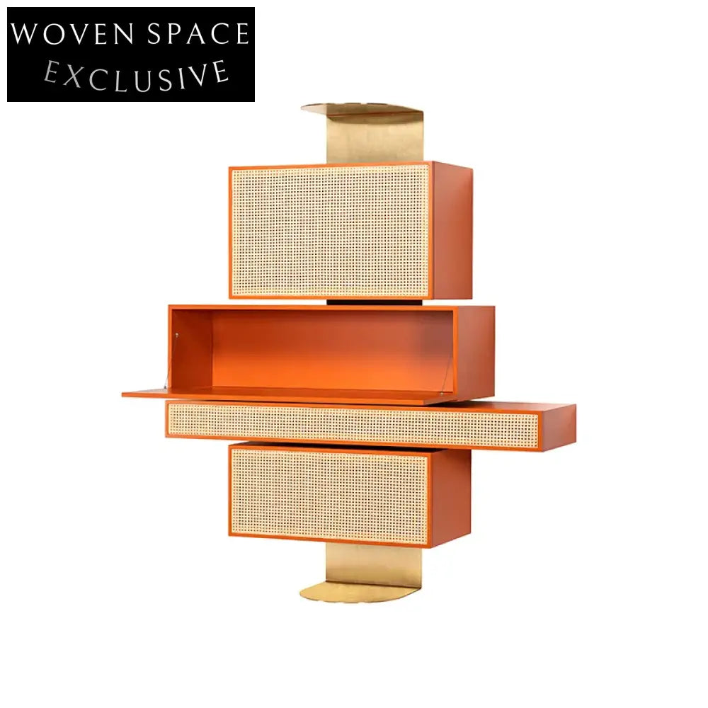 Luxury Wooden Sideboard Cabinet with 4 Drawers and Rattan Accents