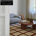 Luxury Wool Geometric Striped Area Rug for Living Room, High-End Hand-Tufted Carpet