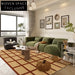 Luxury Wool Geometric Striped Area Rug for Living Room, High-End Hand-Tufted Carpet