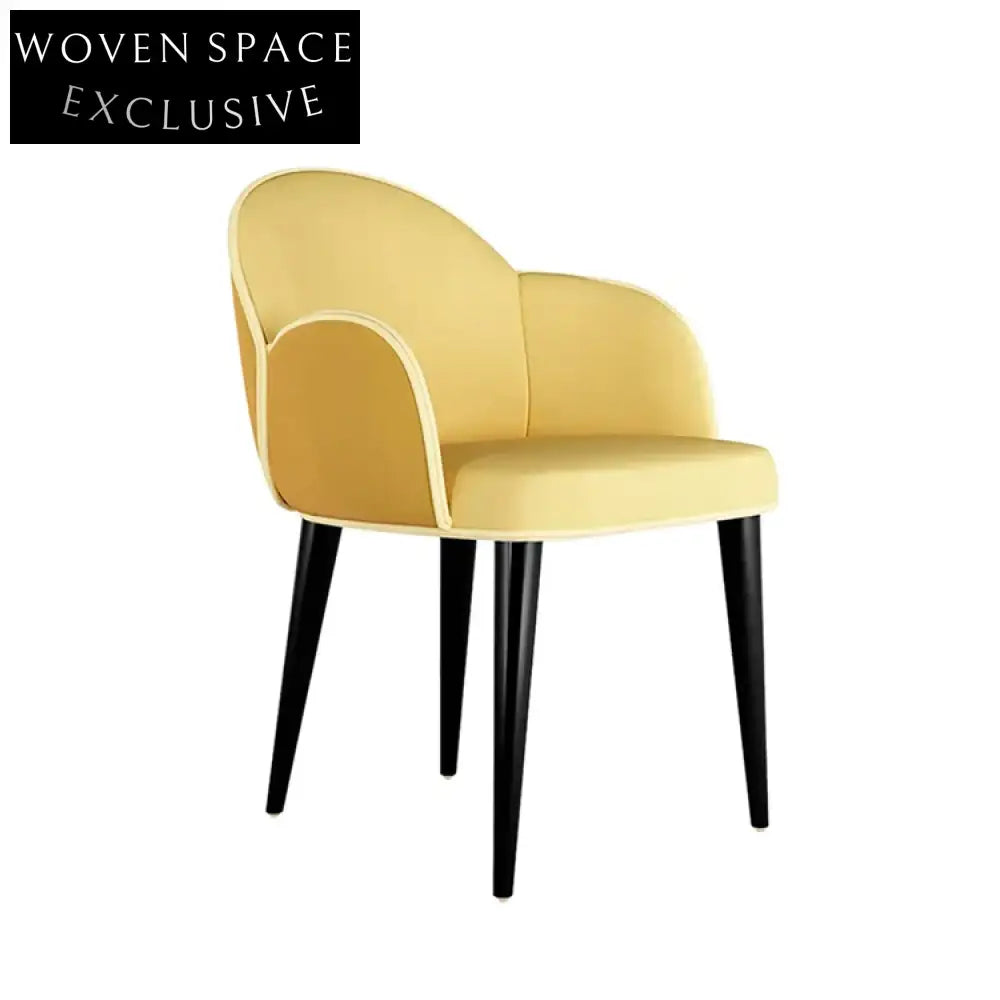 Luxury Yellow Velvet High Back Modern Dining Chair with Metal Legs