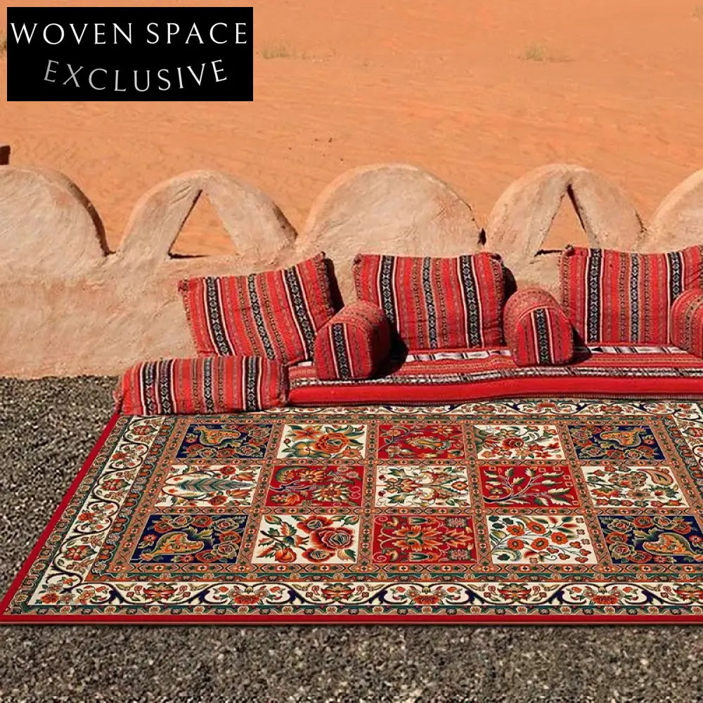 Machine Washable Anti-Slip Retro Ethnic Custom Living Room Bedroom Area Rug