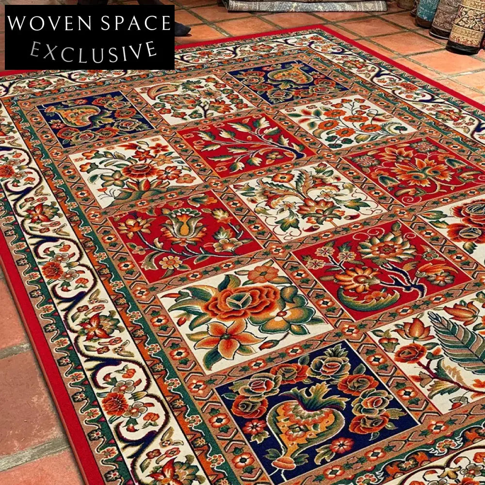 Machine Washable Anti-Slip Retro Ethnic Custom Living Room Bedroom Area Rug