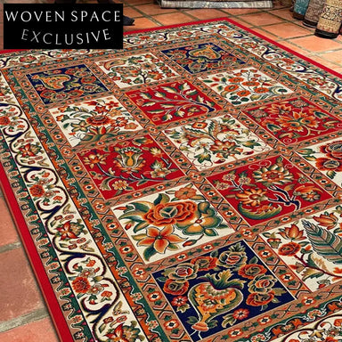 Machine Washable Anti-Slip Retro Ethnic Custom Living Room Bedroom Area Rug
