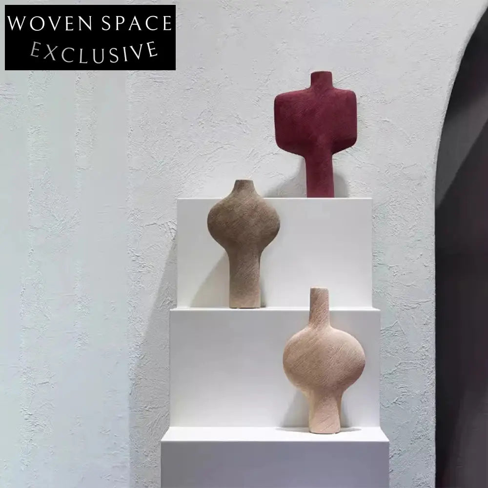 Maillard Style Ceramic Tabletop Flower Vase for Elegant Home Office Decor