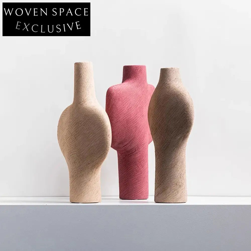 Maillard Style Ceramic Tabletop Flower Vase for Elegant Home Office Decor