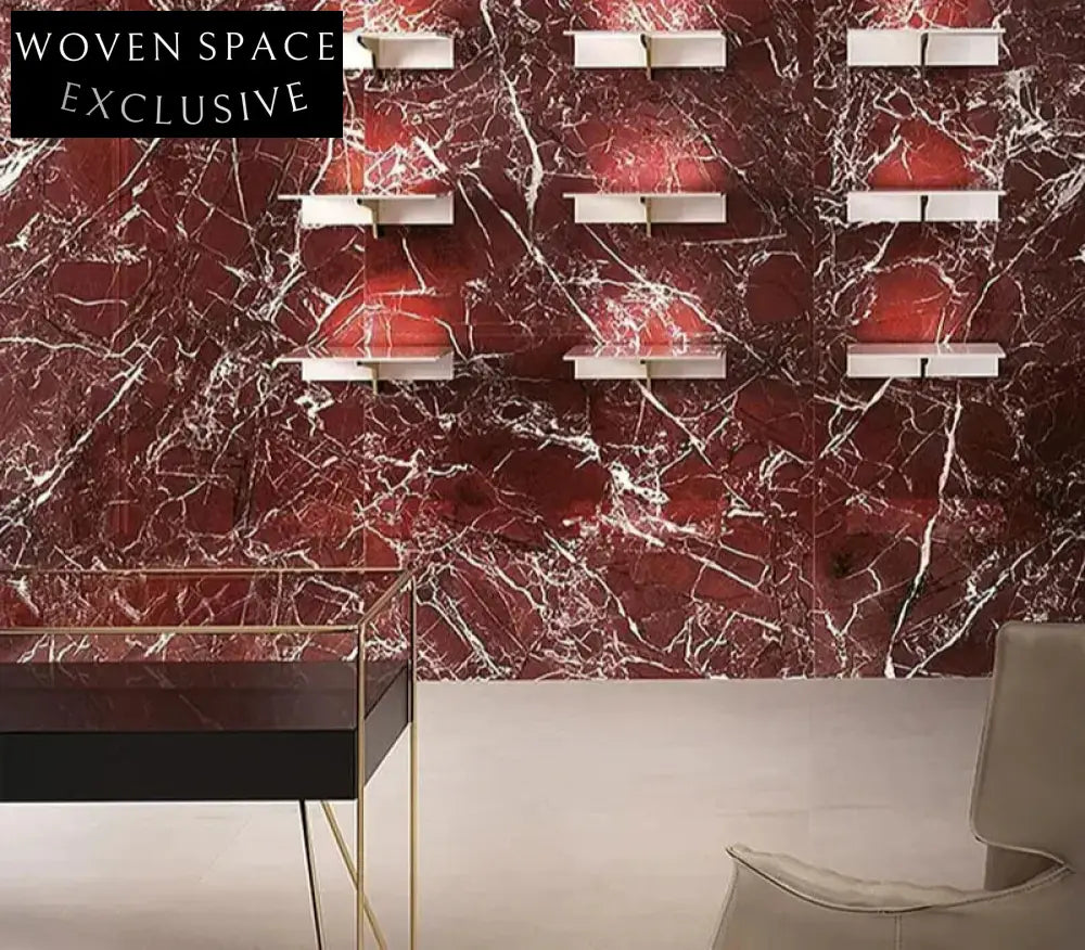 Elegant Rosso Lavento Marble Coffee Table - Natural Stone, Waterproof, Modern Design