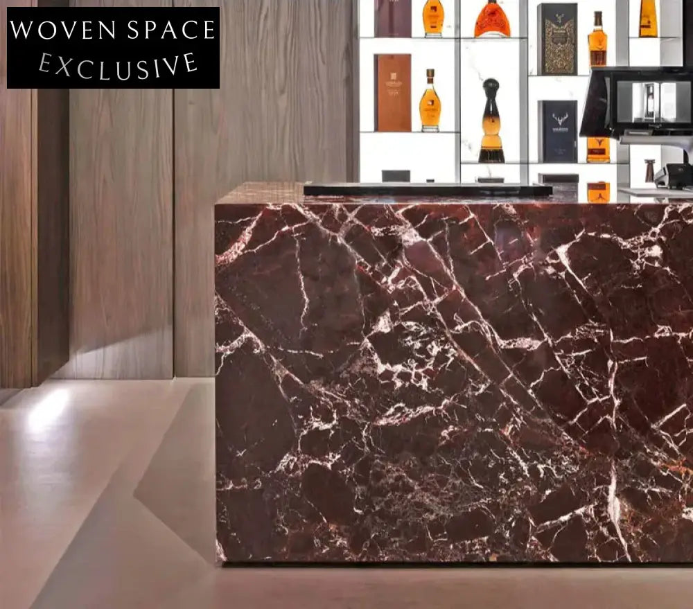 Elegant Rosso Lavento Marble Coffee Table - Natural Stone, Waterproof, Modern Design