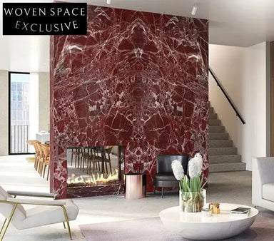 Elegant Rosso Lavento Marble Coffee Table - Natural Stone, Waterproof, Modern Design