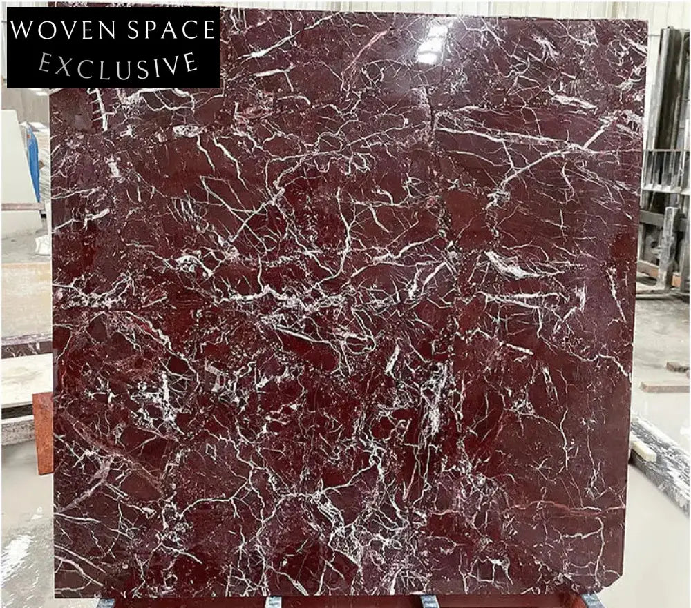 Elegant Rosso Lavento Marble Coffee Table - Natural Stone, Waterproof, Modern Design