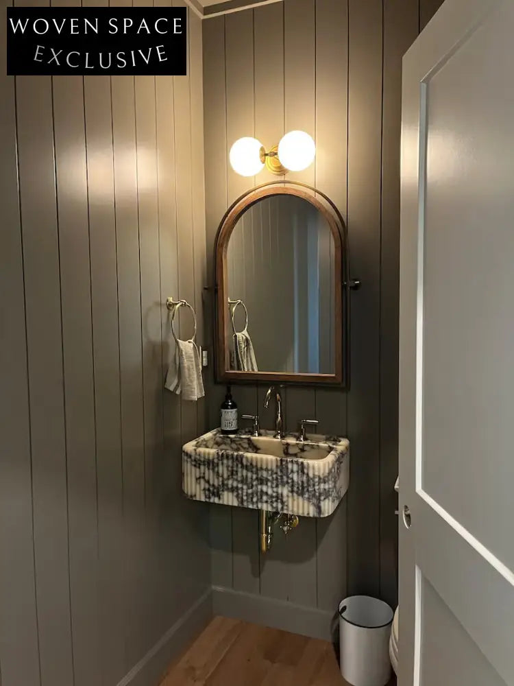 Marco Viola Ribbed Marble Sink Custom Hand-Carved Wall Mount