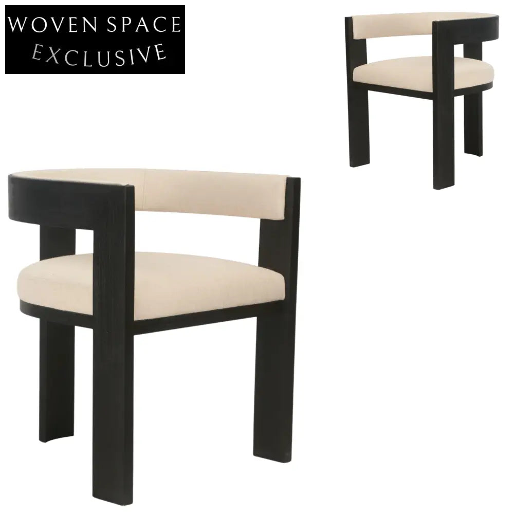 Margie Black ELM Dining Chair - Light Beige set of 2