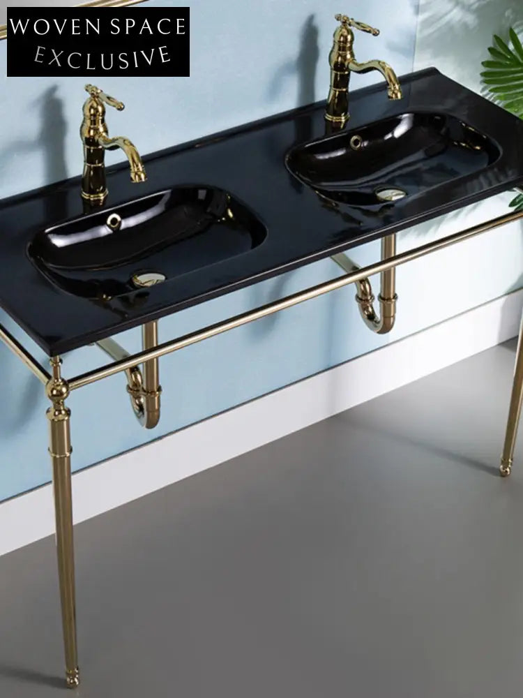 Mariann Retro Black Glaze Ceramic Basin Set