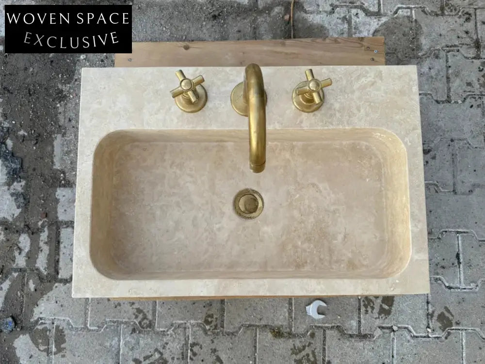 Marjolaine Travertine Marble Wash Basin - Trendy Bathroom Sink