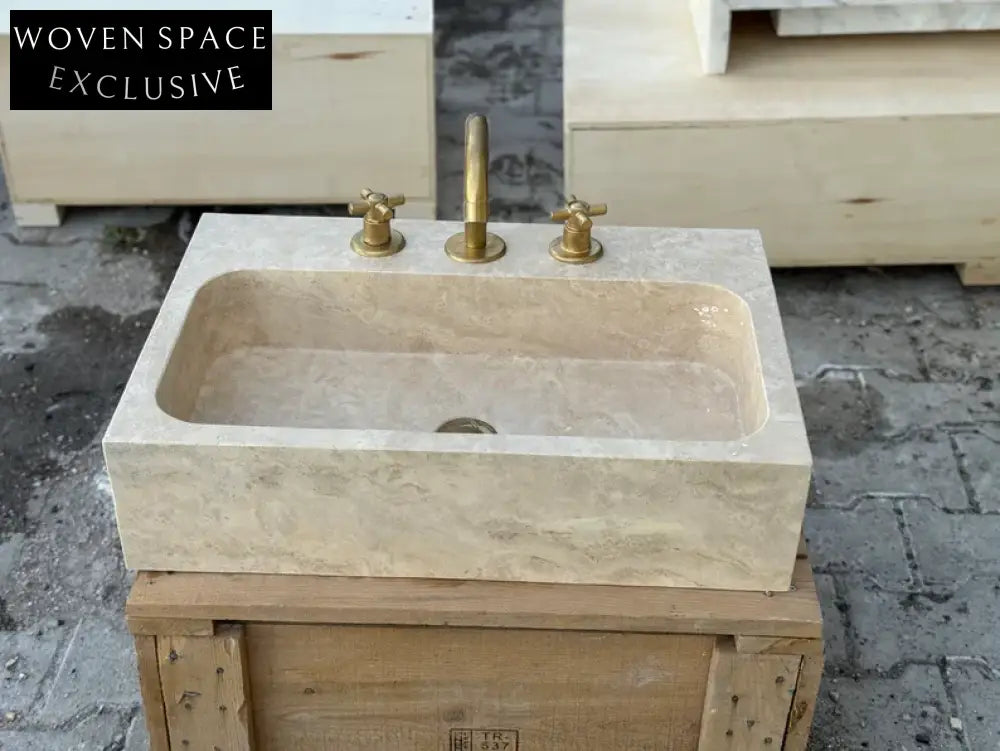 Marjolaine Travertine Marble Wash Basin - Trendy Bathroom Sink