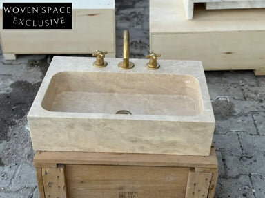 Marjolaine Travertine Marble Wash Basin - Trendy Bathroom Sink