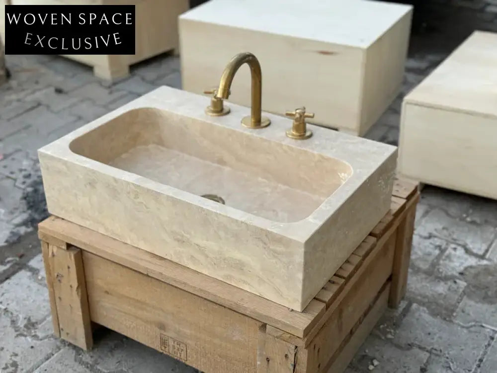 Marjolaine Travertine Marble Wash Basin - Trendy Bathroom Sink