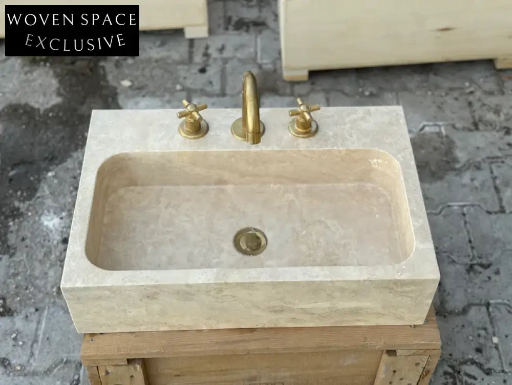 Marjolaine Travertine Marble Wash Basin - Trendy Bathroom Sink