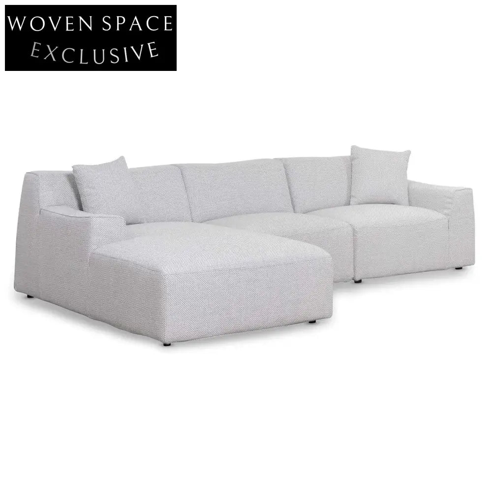Marlin 3 Seater Left Chaise Sofa - Passive Grey Chaise Sofa
