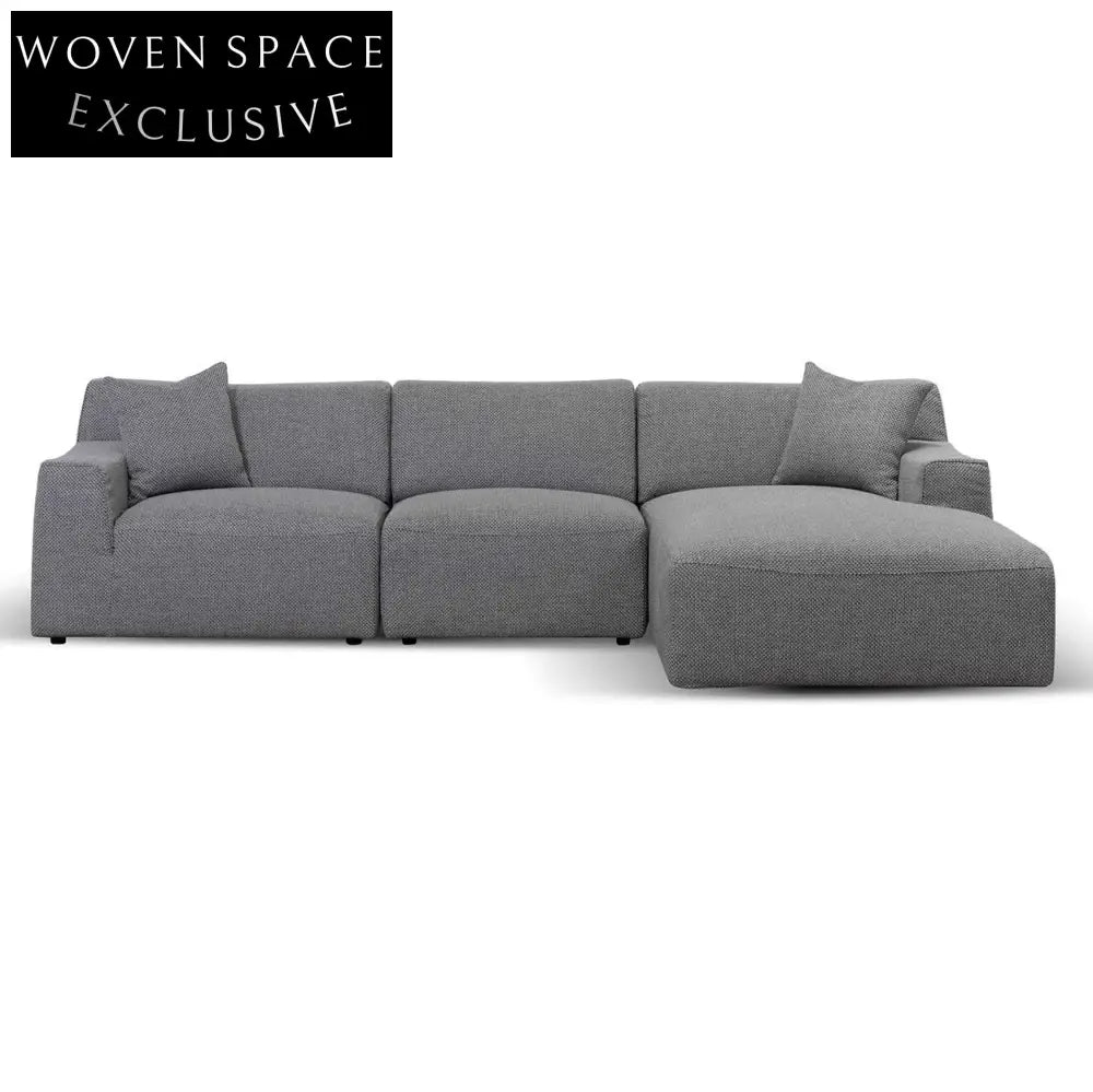 Marlin 3 Seater Right Chaise Sofa - Noble Grey Chaise Sofa