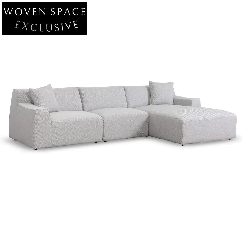 Marlin 3 Seater Right Chaise Sofa - Passive Grey Chaise Sofa
