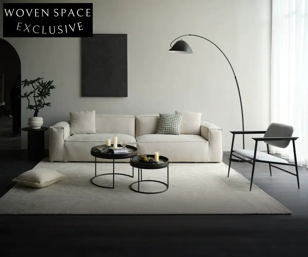 Marta High-End White Linen Sofa
