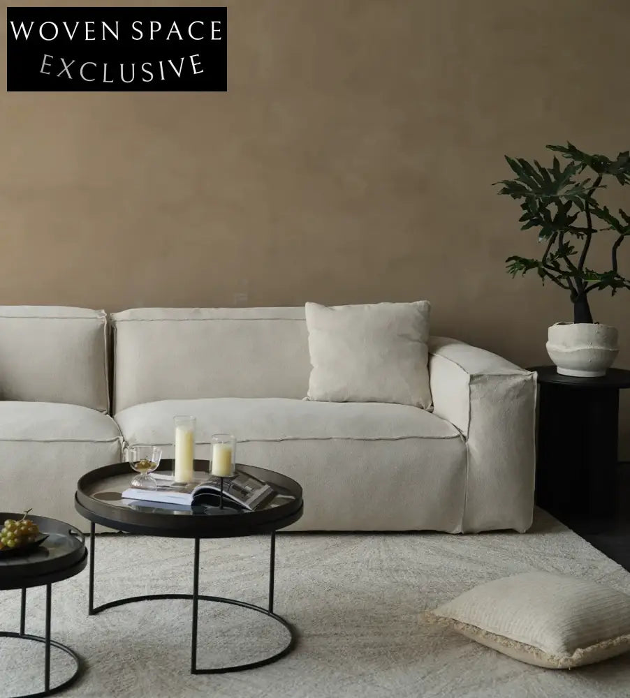 Marta High-End White Linen Sofa