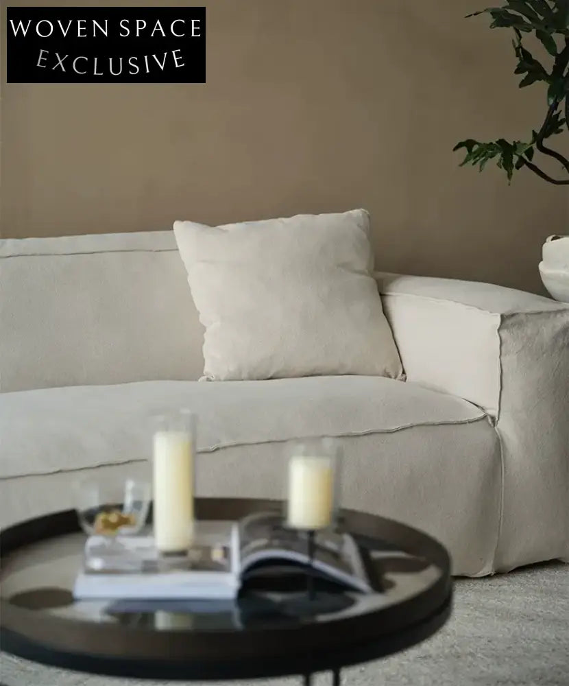 Marta High-End White Linen Sofa