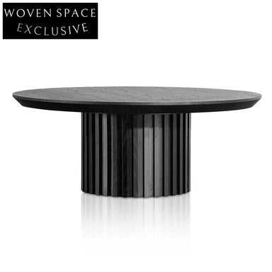 Marty 90cm Wooden Round Coffee Table - Black Coffee Tables
