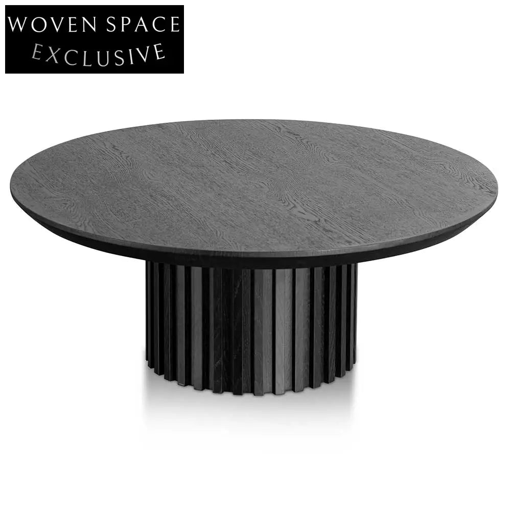 Marty 90cm Wooden Round Coffee Table - Black Coffee Tables