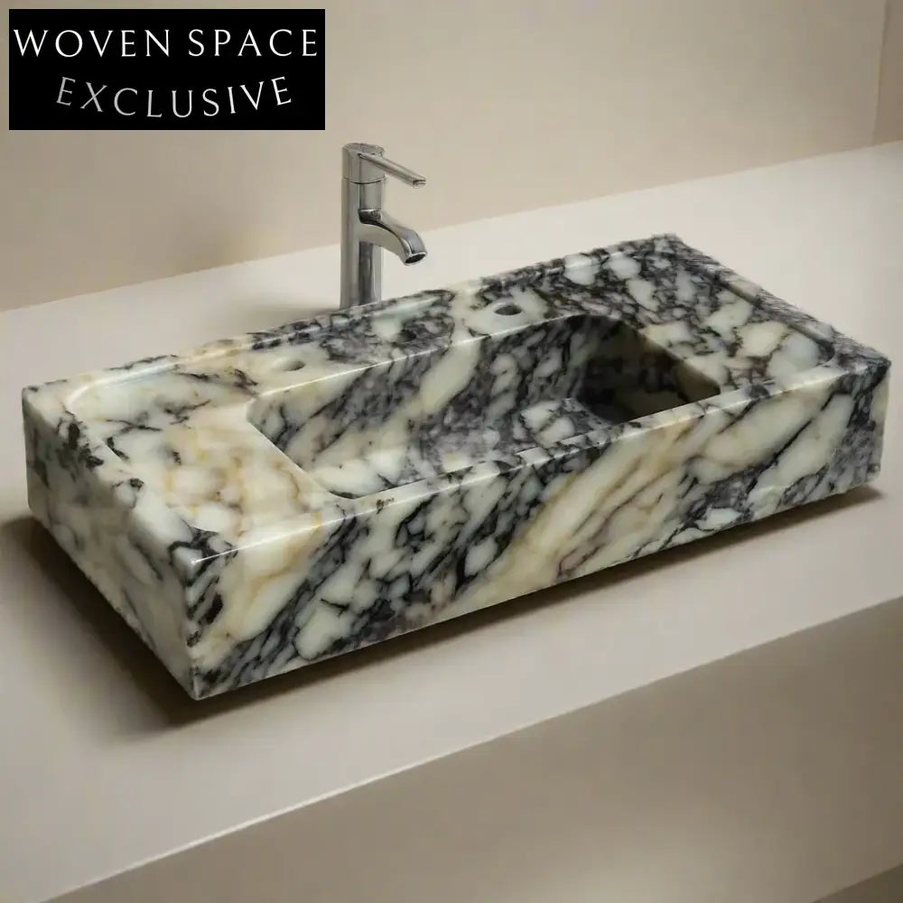 Matteo Viola Hand-Carved Marble Sink Ribbed Design Customizable