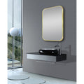 450*750 Brushed Gold Rounded Rectangular Framed Mirror