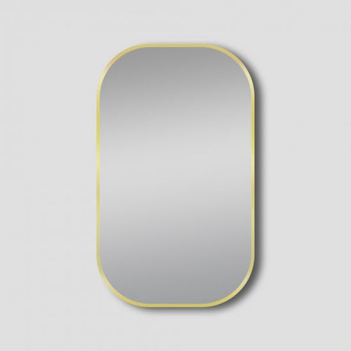 600*900 Brushed Gold Rounded Rectangular Framed Mirror