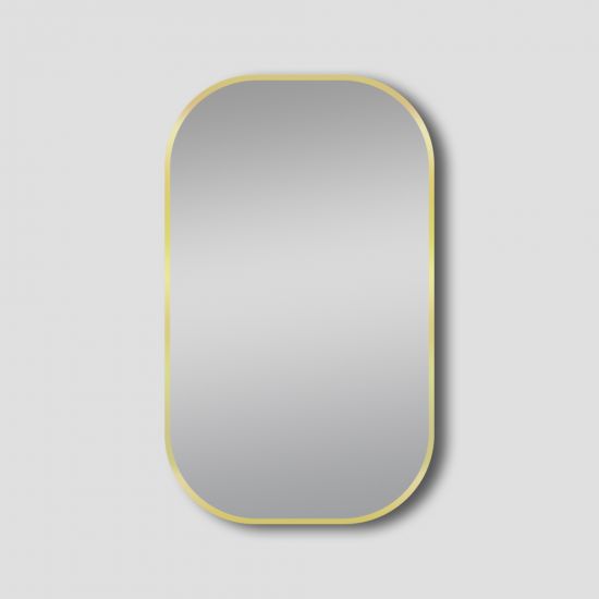 600*900 Brushed Gold Rounded Rectangular Framed Mirror