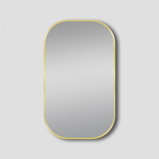 450*750 Brushed Gold Rounded Rectangular Framed Mirror