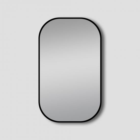 450*750 Matte Black Rounded Rectangular Framed Mirror