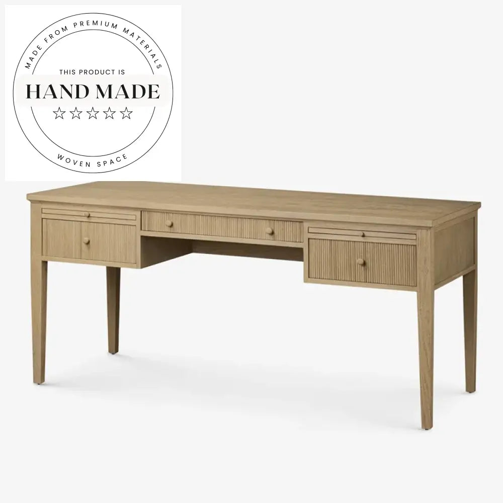 Medieval Natural Solid Wood Executive Nordic Writing Study Desk