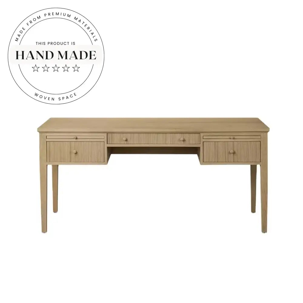 Medieval Natural Solid Wood Executive Nordic Writing Study Desk