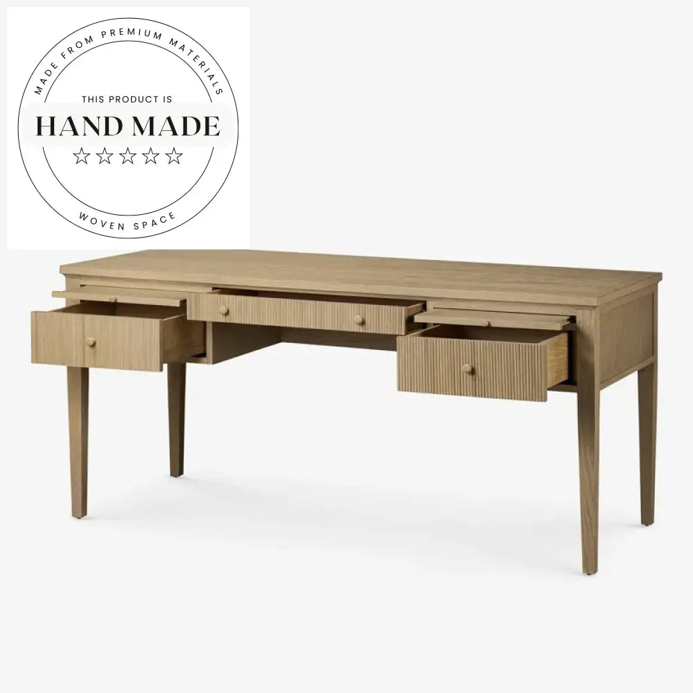 Medieval Natural Solid Wood Executive Nordic Writing Study Desk
