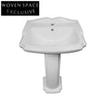 Melaniu Dietao Retro Pedestal Basin 3-Hole Faucet White single hole pedestal basin without accessories faucet