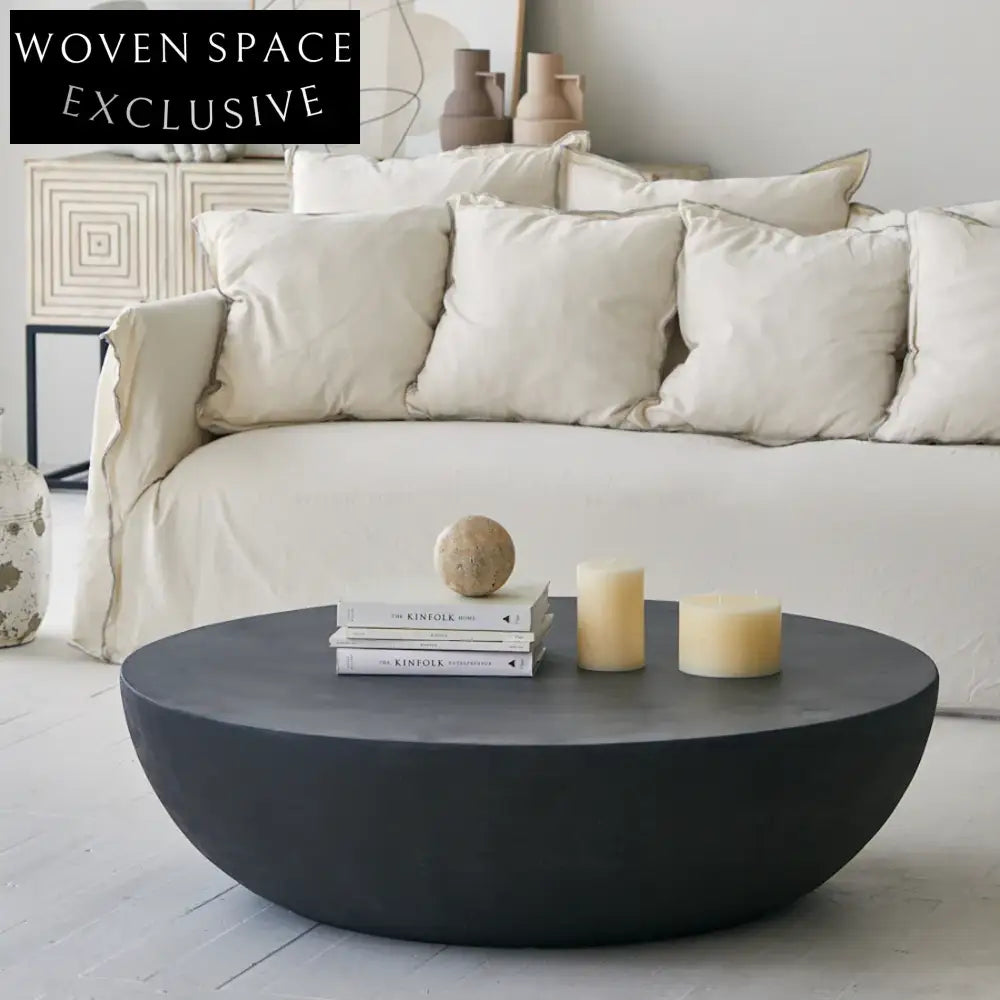 Mid-Century French Vintage Concrete Coffee Table - Black Brown Geometric Design