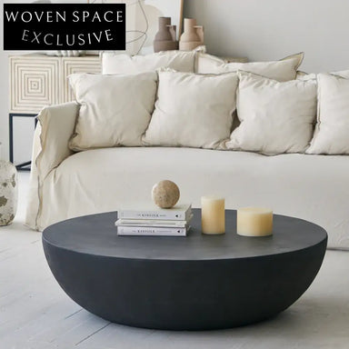 Mid-Century French Vintage Concrete Coffee Table - Black Brown Geometric Design